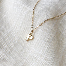 Load image into Gallery viewer, Tiny Initial P Pendant Charm Necklace in Solid 14k Gold
