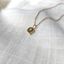 Load image into Gallery viewer, Tiny Monogram Q Pendant Charm Necklace in Solid 14k Gold
