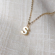 Load image into Gallery viewer, Tiny Initial S Pendant Necklace in Pure 14k Gold
