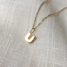 Load image into Gallery viewer, Dainty Letter U Pendant Necklace in Pure 14k Gold
