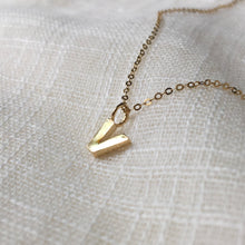 Load image into Gallery viewer, Tiny Letter V Pendant Charm Necklace in Solid 14k Gold
