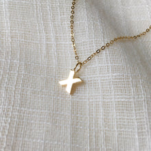 Load image into Gallery viewer, Tiny Monogram X Pendant Charm Necklace in Solid 14k Gold
