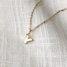 Load image into Gallery viewer, Simple Letter Y Pendant Necklace in Solid 14k Gold
