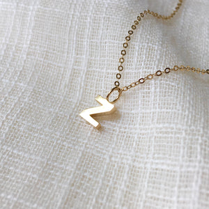 Tiny Initial Z Pendant Charm Necklace in Solid 14k Gold