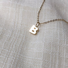 Load image into Gallery viewer, Tiny Initial B Charm Necklace in Pure 14k Gold
