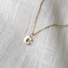 Load image into Gallery viewer, Tiny Letter C Charm Necklace in Pure 14k Gold
