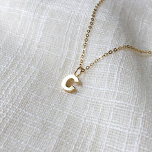 Load image into Gallery viewer, Tiny Letter C Charm Necklace in Pure 14k Gold
