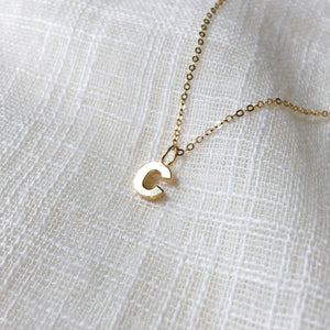 Tiny Letter C Charm Necklace in Pure 14k Gold