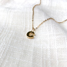 Load image into Gallery viewer, Tiny Letter C Charm Necklace in Pure 14k Gold

