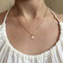 Load image into Gallery viewer, Tiny Monogram Q Pendant Charm Necklace in Solid 14k Gold
