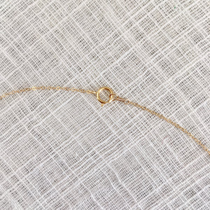 Simple + Tiny Garnet Necklace in Pure 14k Gold