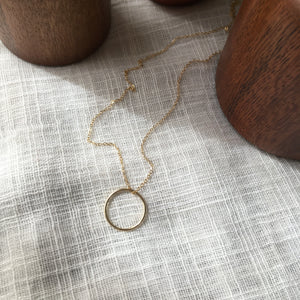 14k Gold Karma + Eternity Ring Necklace