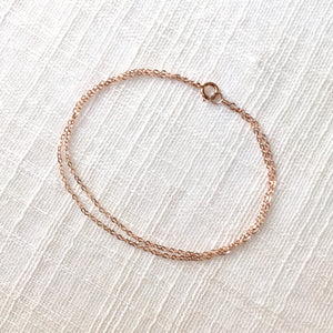 Dainty Double Chain Bracelet in Solid Rose Gold