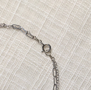 Minimal + Modern Dual Paperclip Chain Necklace in 14k White Gold