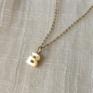 Monogram Letter Necklace in Pure 14k Gold