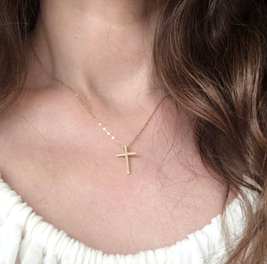 Gold Cross Pendant Necklace in Pure 14k Gold
