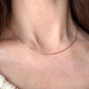 Dainty Rose Gold Box Chain Necklace