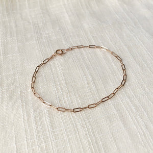 14k Rose Gold Paperclip Cable Chain Bracelet