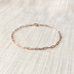 14k Rose Gold Paperclip Cable Chain Bracelet