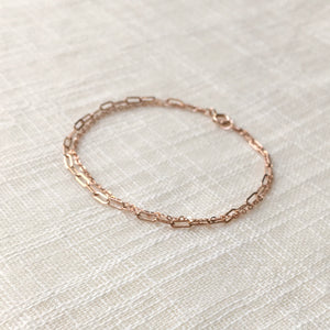 Layered Dainty Paperclip Chain Bracelet in 14k Rose Gold