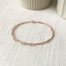 Load image into Gallery viewer, Layered Dainty Paperclip Chain Bracelet in 14k Rose Gold
