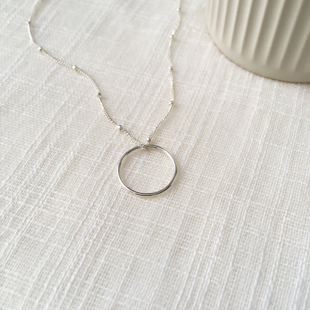 Sterling Silver Gold Eternity Karma Ring Necklace
