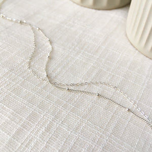 Dainty Layered Chain Necklace in Sterling Silver
