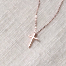 Load image into Gallery viewer, 14k Gold Simple + Dainty Cross Pendant Necklace
