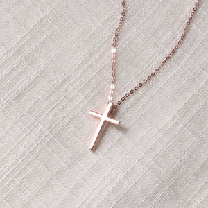 14k Gold Simple + Dainty Cross Pendant Necklace