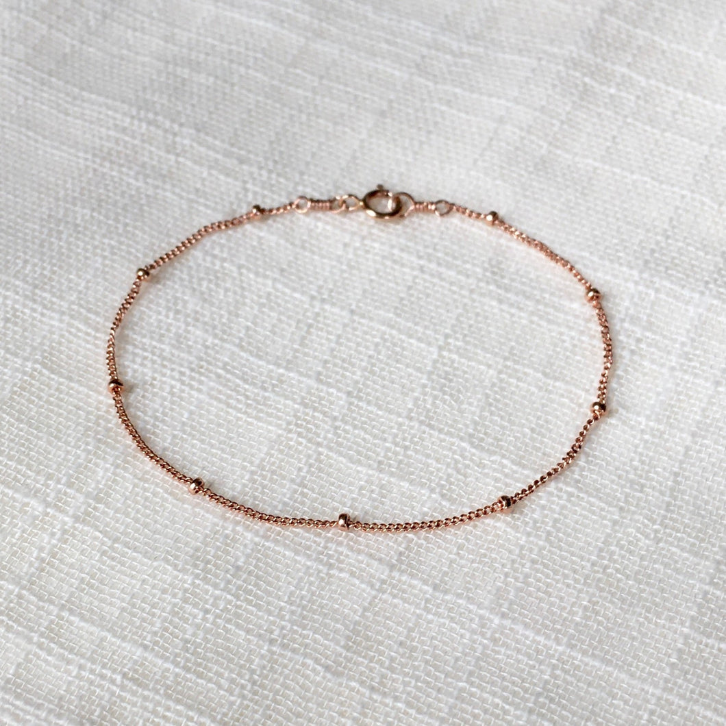 Rose Gold Dainty Bead Gold Chain Bracelet