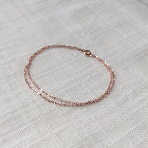 Dainty Double Chain Bracelet in Solid Rose Gold