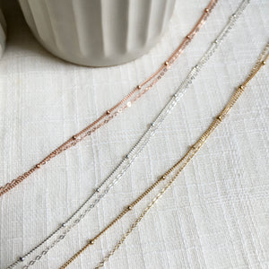 Dainty Dual Chain Necklace in Silver or 14k Gold Fill