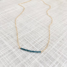 Load image into Gallery viewer, Blue topaz necklace in solid 14k yellow gold
