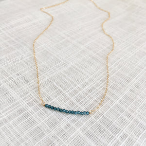 Blue topaz necklace in solid 14k yellow gold