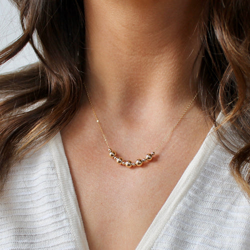 Gold bead necklace in 14k 