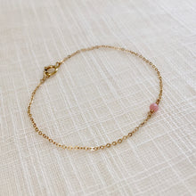 Load image into Gallery viewer, Pink opal gemstone bracelet in pure gold
