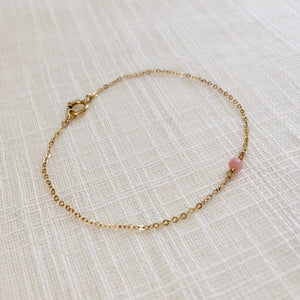 Pink opal gemstone bracelet in pure gold