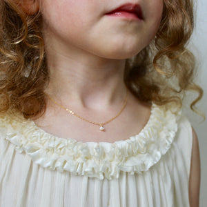 Tiny Freshwater Pearl Necklace for Girls in 14k Gold
