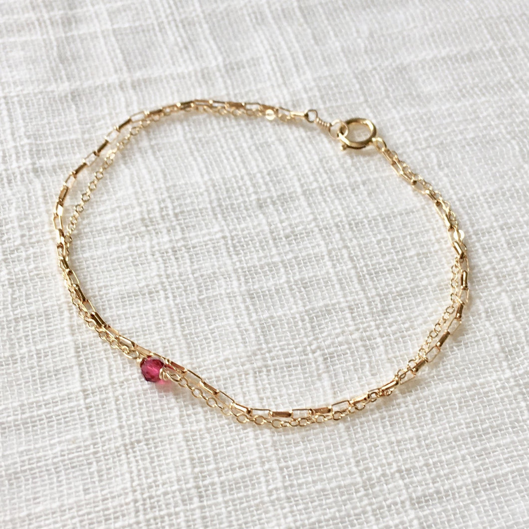 layered chain birthstone bracelet