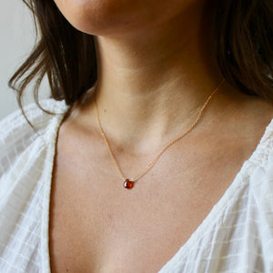 Garnet Pendant Necklace in Solid 14k Gold