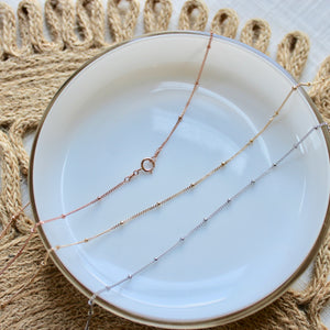White Gold Beaded Chain Necklace