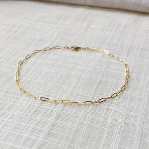 14k Gold Simple Paperclip Chain Anklet