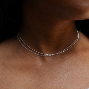 Dainty Dual Chain Necklace in Silver or 14k Gold Fill