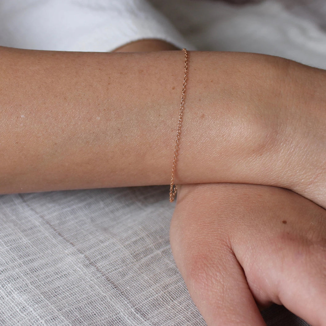 Simple 14k Rose Gold Cable Chain Bracelet