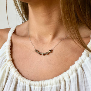 Classic Bead Necklace in Pure 14k White Gold