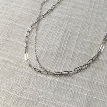 Load image into Gallery viewer, Minimal + Modern Dual Paperclip Chain Necklace in 14k White Gold
