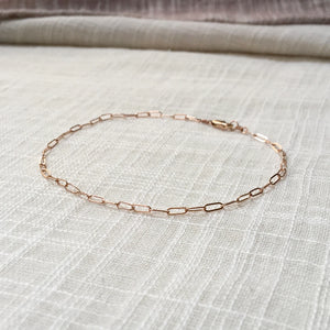 14k Rose Gold Minimal Paperclip Chain Anklet
