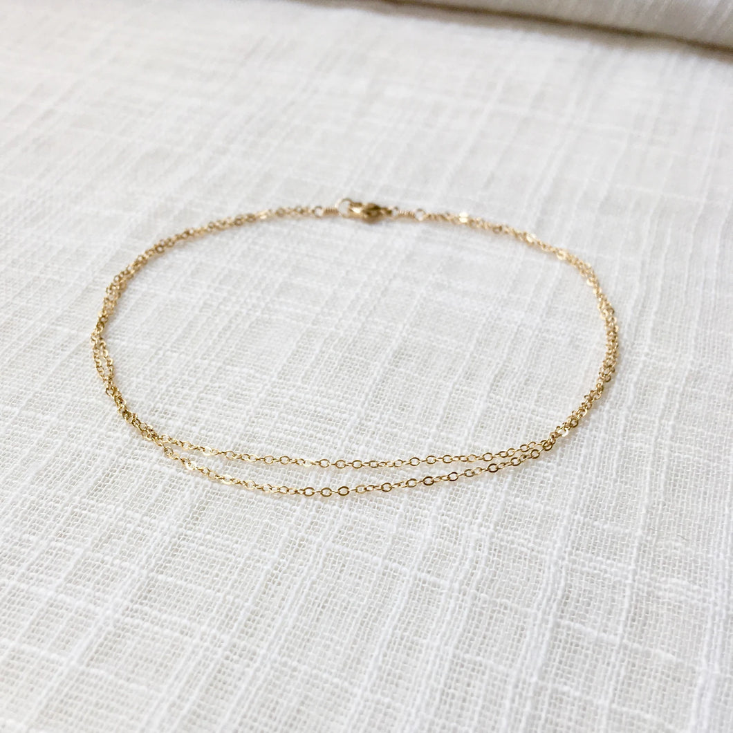 Multi Chain Layered Anklet in Pure 14k Gold