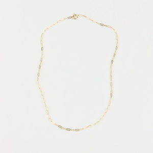 Simple Paper Clip Chain Necklace in 14k Solid Gold