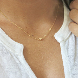 Simple + Tiny Welo Opal Necklace in Pure 14k Gold